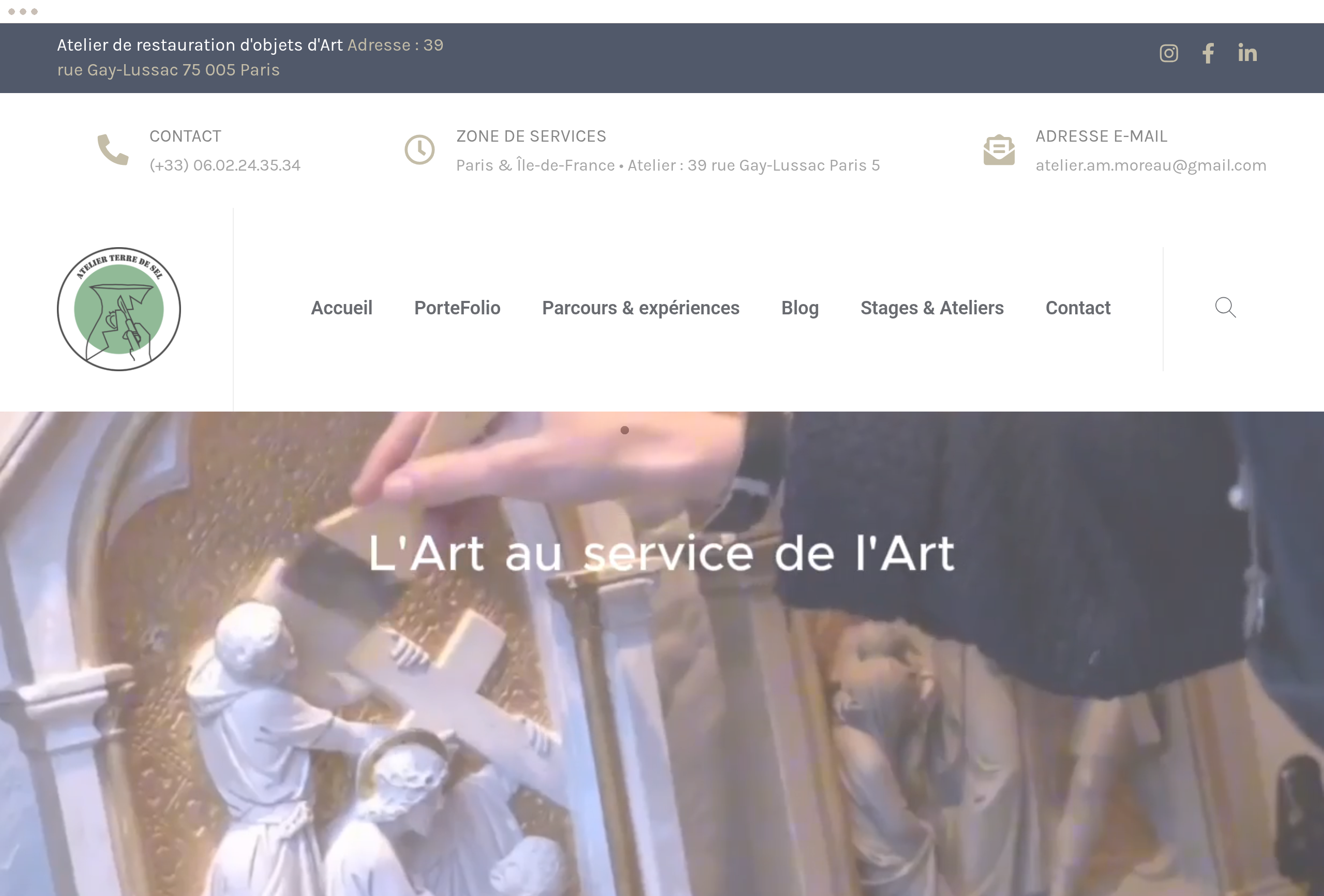 Atelier Terre de Sel, restauratrice d'objets d'art - Site internet créé par Mon Site Simple & Pratique