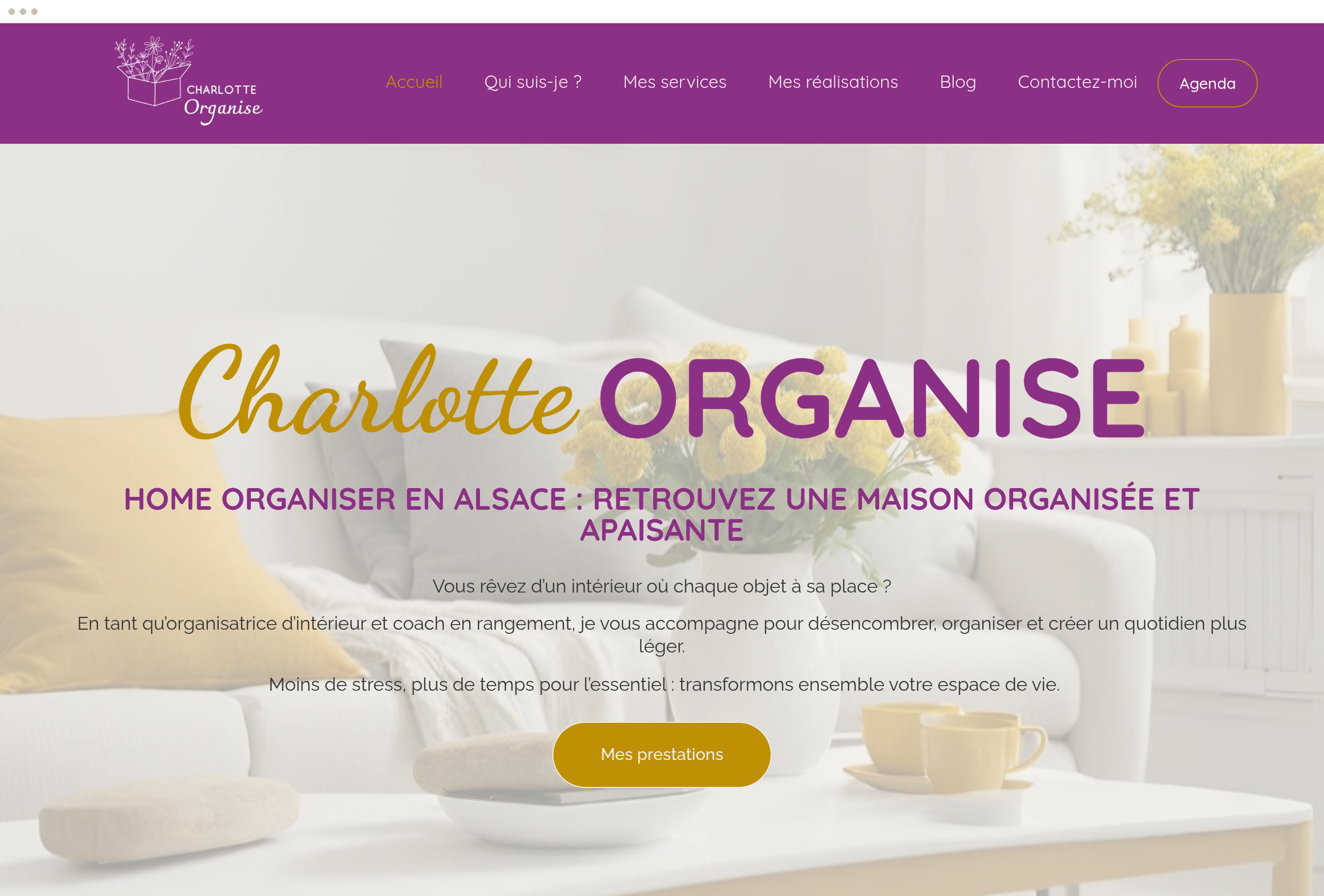 Charlotte Organise, home organiser - Site internet créé par Mon Site Simple & Pratique
