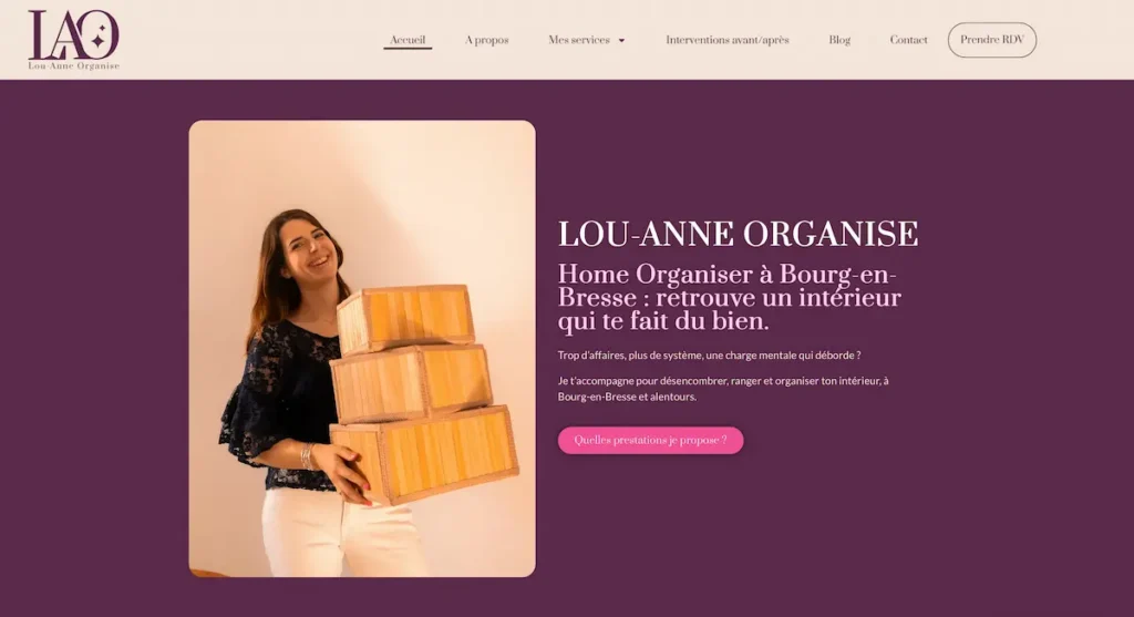 portfolio site Lou Anne Organise créé par Clémence